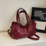 Retro Tote Bag Dame | Europeisk Stil Skulder- og Crossbody-veske burgundy