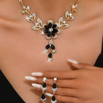 Luksus Smykkesett - Dråpeformet Blomster Halskjede og Øredobber