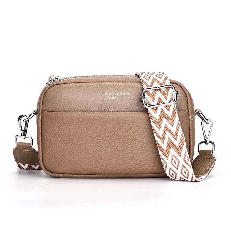 Liten Crossbody Veske Dame Khaki Ekte Skinn - 9 Farger 369kr