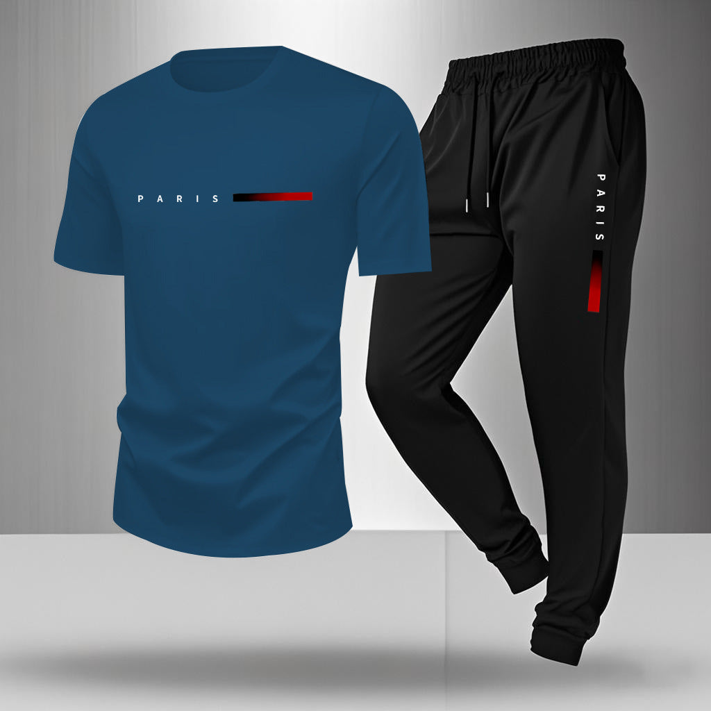 Treningsdress Herre - Lett og Pustende Todelt Dress Blue (short-sleeved trousers)
