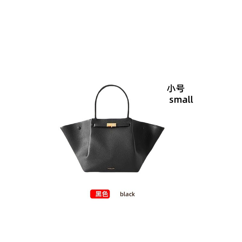 Premium Tote Bag Dame - Stor Håndveske i Ekte Skinn Black (flat) small size