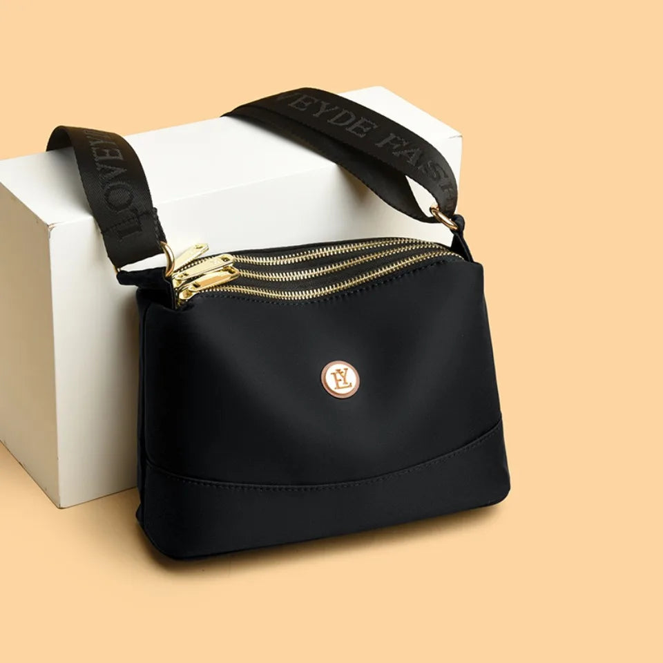 Crossbody Veske Dame - Vanntett Nylon Skulderveske med 3 Lag