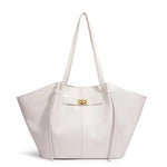 Stor skulderveske dame – Lett tote bag med lås | Unik design WHITE Large(Max Length>50cm)