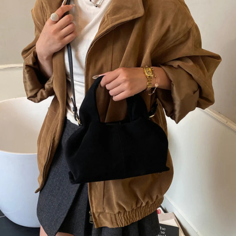 Crossbody-veske dame – Retro skulderveske med magnetlås | Bucket-design