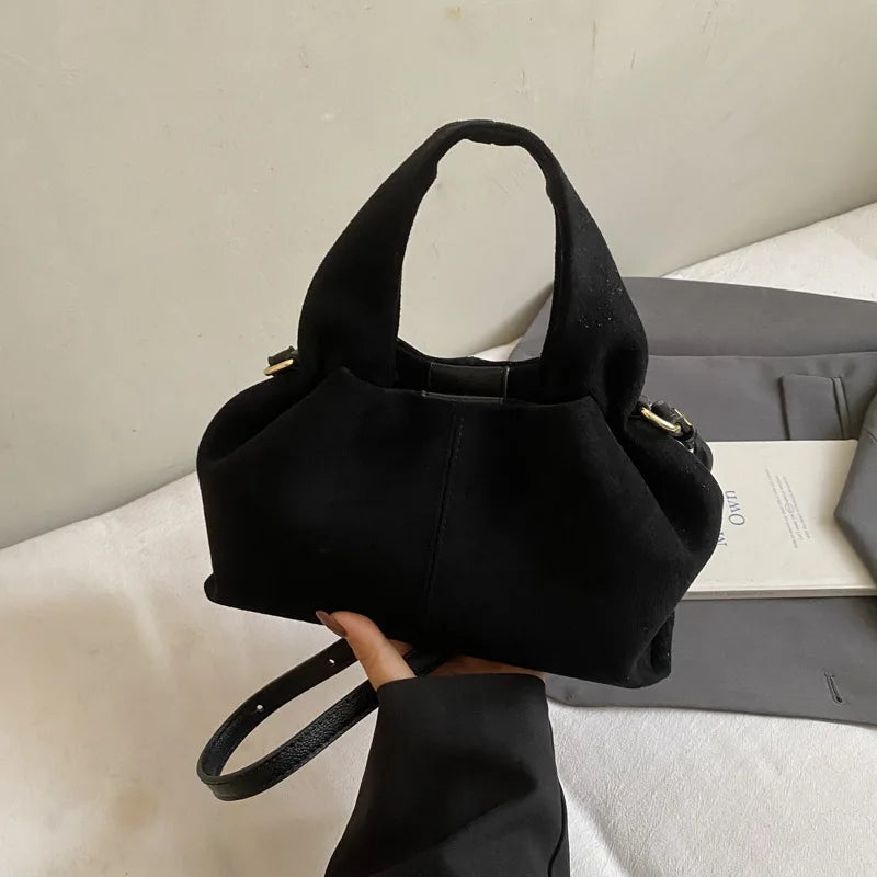 Crossbody-veske dame – Retro skulderveske med magnetlås | Bucket-design Black