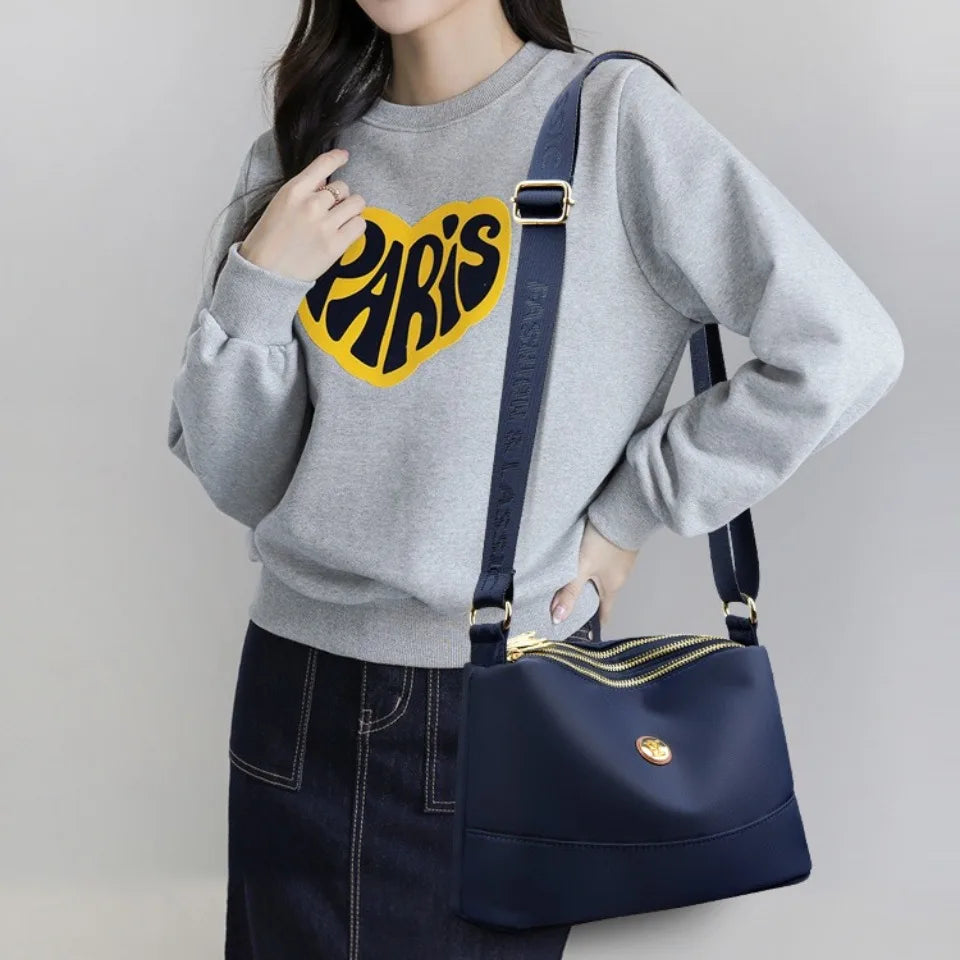 Crossbody Veske Dame - Vanntett Nylon Skulderveske med 3 Lag