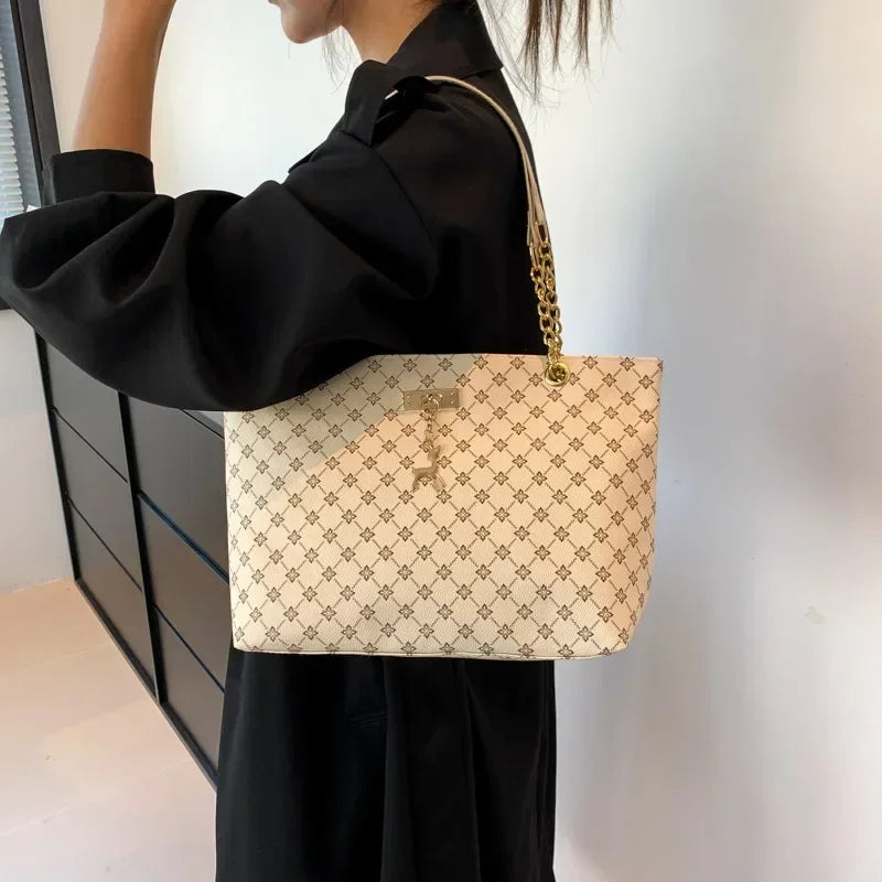 Stor Håndveske Dame - PU Lær Skulderveske med Tilbehør