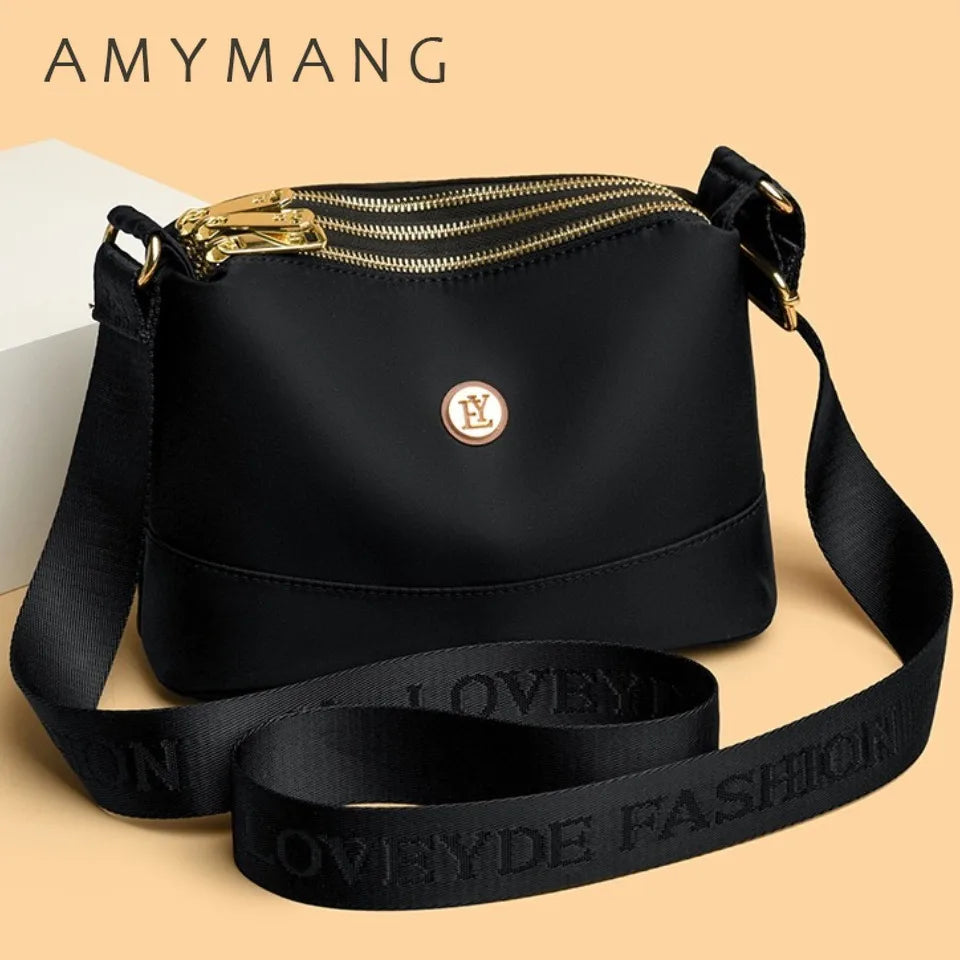 Crossbody Veske Dame - Vanntett Nylon Skulderveske med 3 Lag