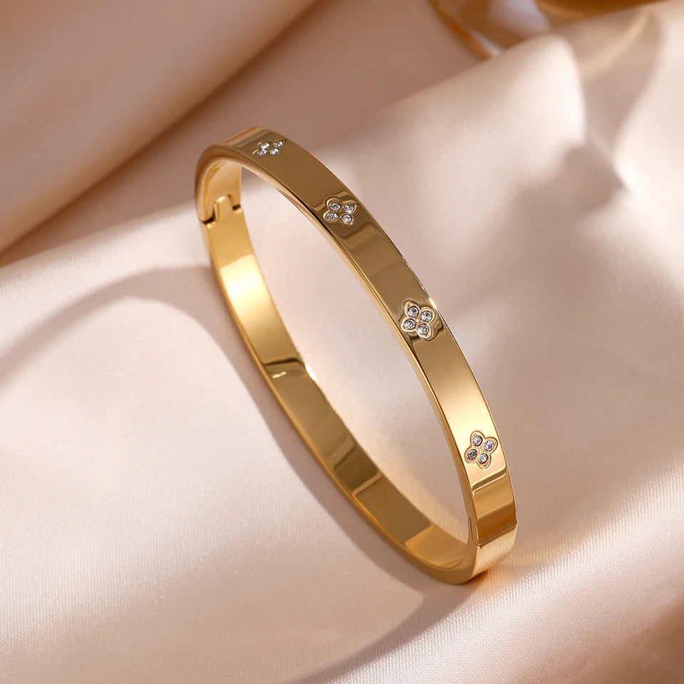 Armbånd Dame Sett - Glitrende Zirkon i Rustfritt Stål 1-5 Deler Gold Color A