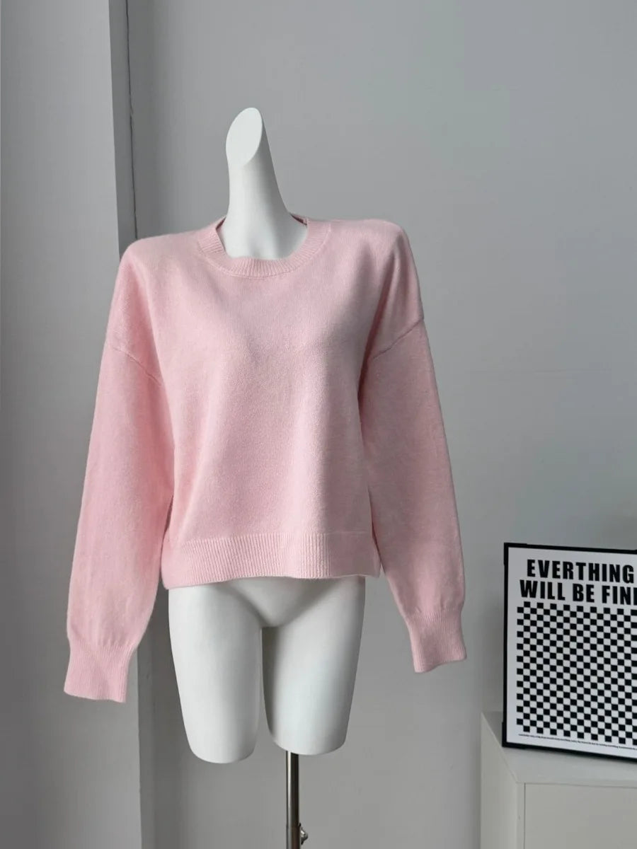 Strikket Genser Dame - Oversized Varm Pullover 2025 Pink
