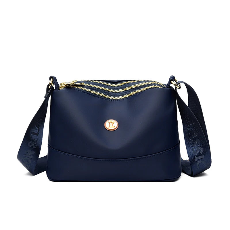 Crossbody Veske Dame - Vanntett Nylon Skulderveske med 3 Lag Blue