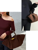 Premium Tote Bag Dame - Stor Håndveske i Ekte Skinn