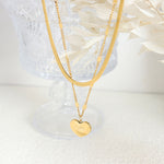 Halskjede Dame 18K gullbelagt- LOVE YOU Hjerte med Blade Chain Design