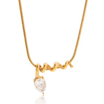 Halskjede Dame 18K Gull Spiral Zirkonia | Titanstål Kravebein Only