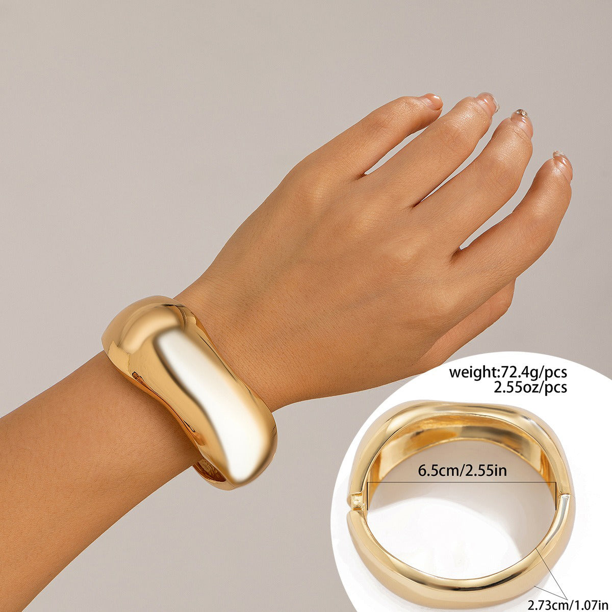 Armbånd Dame 18K Gullbelagt - Geometrisk Bred Tekstur Design Edel Lett Luksus Style H-33