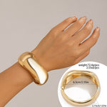 Armbånd Dame 18K Gullbelagt - Geometrisk Bred Tekstur Design Edel Lett Luksus Style H-33