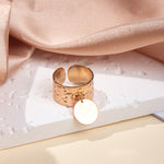 Gullbelagt Ring 18K med Anheng - Titanstål Design Ring C Adjustable