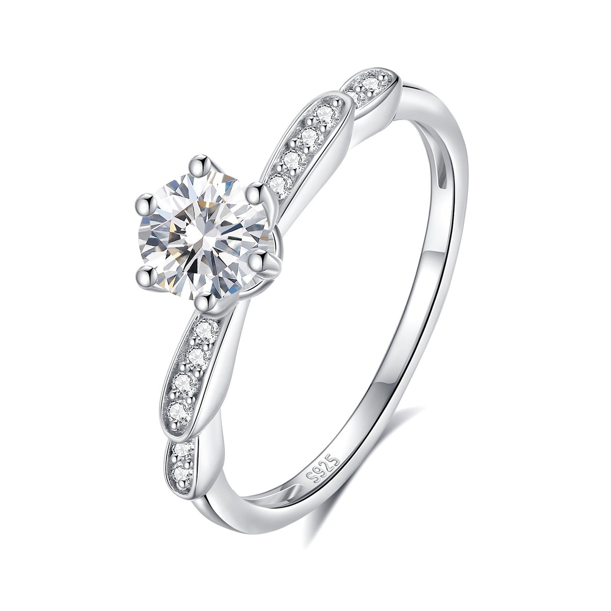 Sølvring Dame Sterling S925 - Moissanite Petal Ring 0.5ct Håndlaget Empty setting (without main stone)