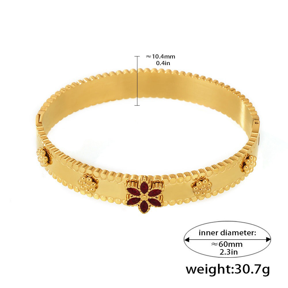 Armbånd Dame 18K Gullbelagt - Snøfnugg Edelsten Utsøkt Moteriktig Red