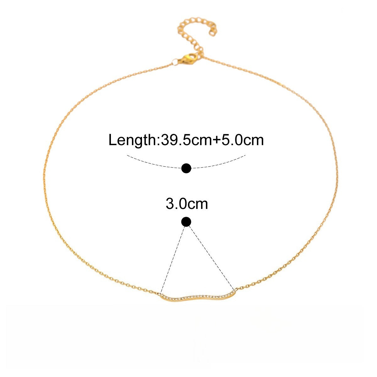 18K Gullbelagt Firkløver Halskjede med Zirkonia - Lykke Symbol Necklace B