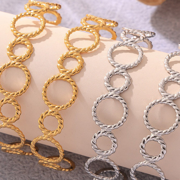 Armbånd Dame 18K Gullbelagt - Trådet Ring Design Åpen Moteriktig