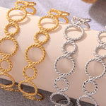 Armbånd Dame 18K Gullbelagt - Trådet Ring Design Åpen Moteriktig