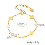 Smykkesett Dame 18K Gullbelagt - Perle Hul Blomst Armbånd Halskjede Bracelet