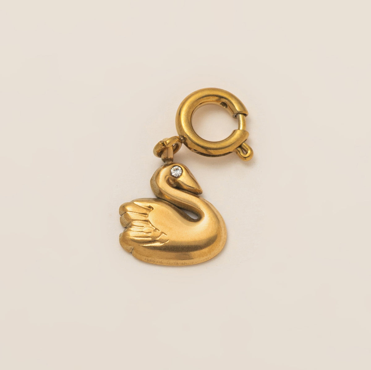 18K Gull Halskjede med Zirkonia Anheng - Elegant Smykke Swan Pendant