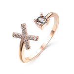 Justerbar 26 Bokstav ring for kvinner Rosa gull X