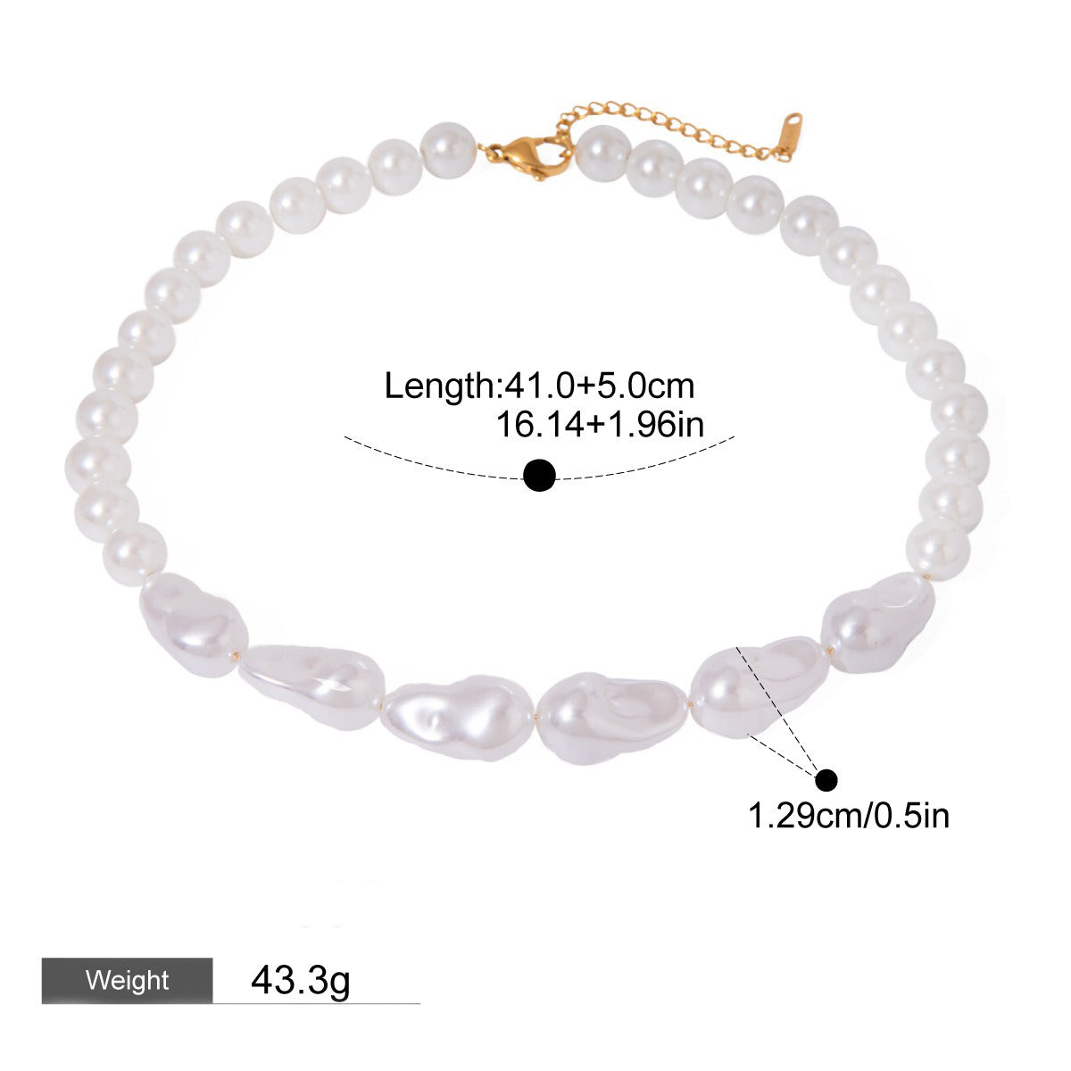 Halskjede Dame 18K gullbelagt- Perle Beaded Design Trendy