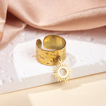 Gullbelagt Ring 18K med Anheng - Titanstål Design Ring K Adjustable