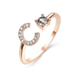 Justerbar 26 Bokstav ring for kvinner Rosa gull C