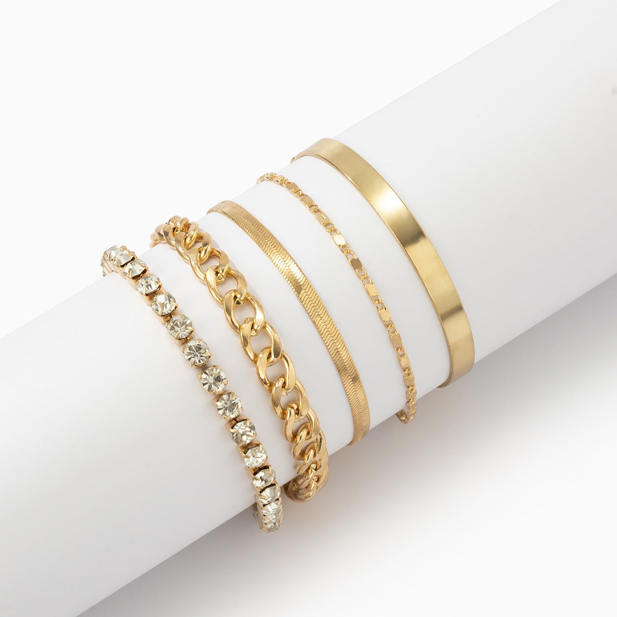 Armbånd Dame 18K Gullbelagt - Retro Trend Slangebein Kjede Diamant