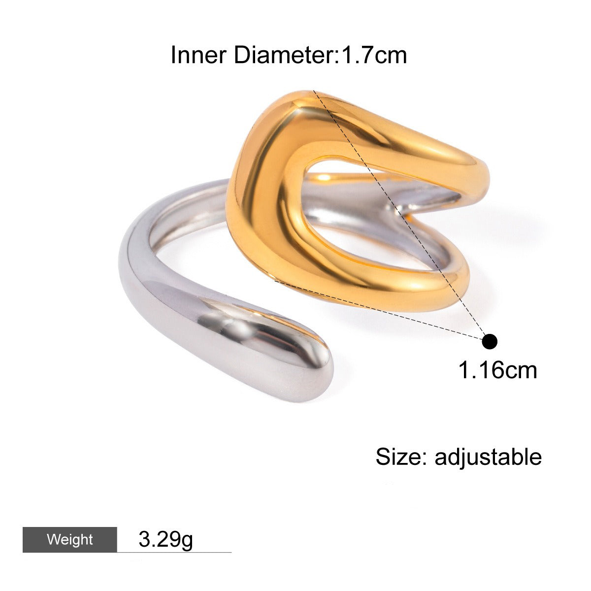 Smykkesett Dame 18K gullbelagt - Hjerte Gull og Sølv Matching Design Halskjede Armbånd Ring Øredobber Style D-Ring-05