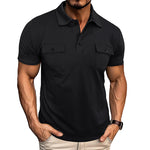 Kortermet Skjorte for Menn – Sommer poloskjorte med knapper og lommer Black