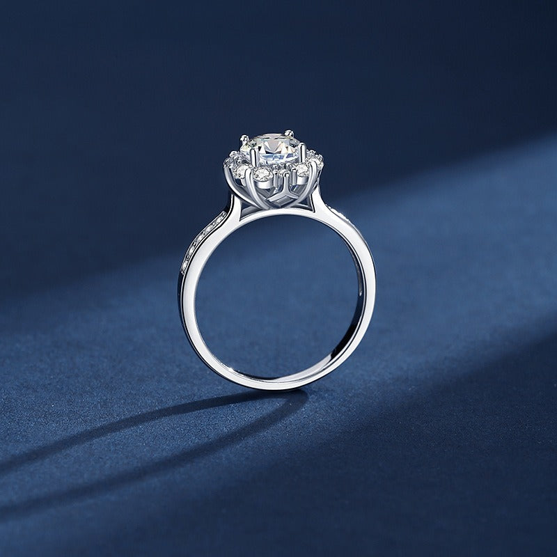 Moissanite Solsikke Ring Dame S925 Sølv | Blomst Lett Luksus