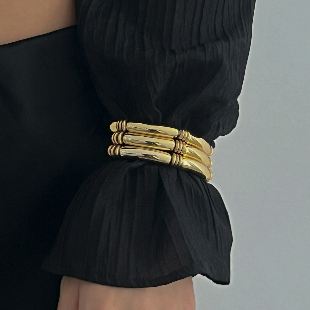 Armbånd Dame 18K Gullbelagt - Lett Luksus Perlet Bambus Design Gold