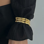 Armbånd Dame 18K Gullbelagt - Lett Luksus Perlet Bambus Design Gold