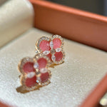 Rosa Firkløver Smykke – Armbånd, Halskjede & Øredobber Pink Earrings