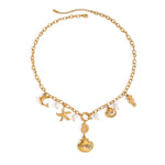 Halskjede Dame 18K gullbelagt - Ocean Element med Tekstur Design Only