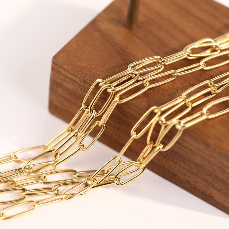 18K Gullbelagt Halskjede med Vakuumbelegg - Minimalistisk Anheng Paperclip Necklace