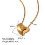 Smykkesett Dame 18K gullbelagt - Hjerte og Geometrisk Design Halskjede Øredobber Ring Style A-Necklace-07