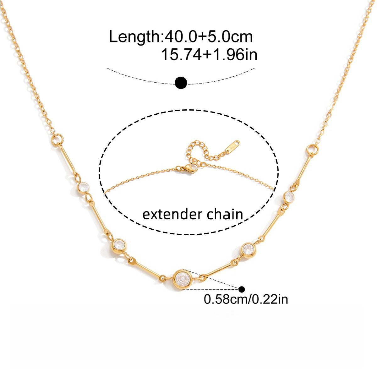 Vennskapshalskjede Dame 18K Gull Rhinestone | Titanstål Gave Necklace A