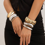 Armbånd Dame 18K Gullbelagt - Geometrisk Bred Tekstur Design Edel Lett Luksus