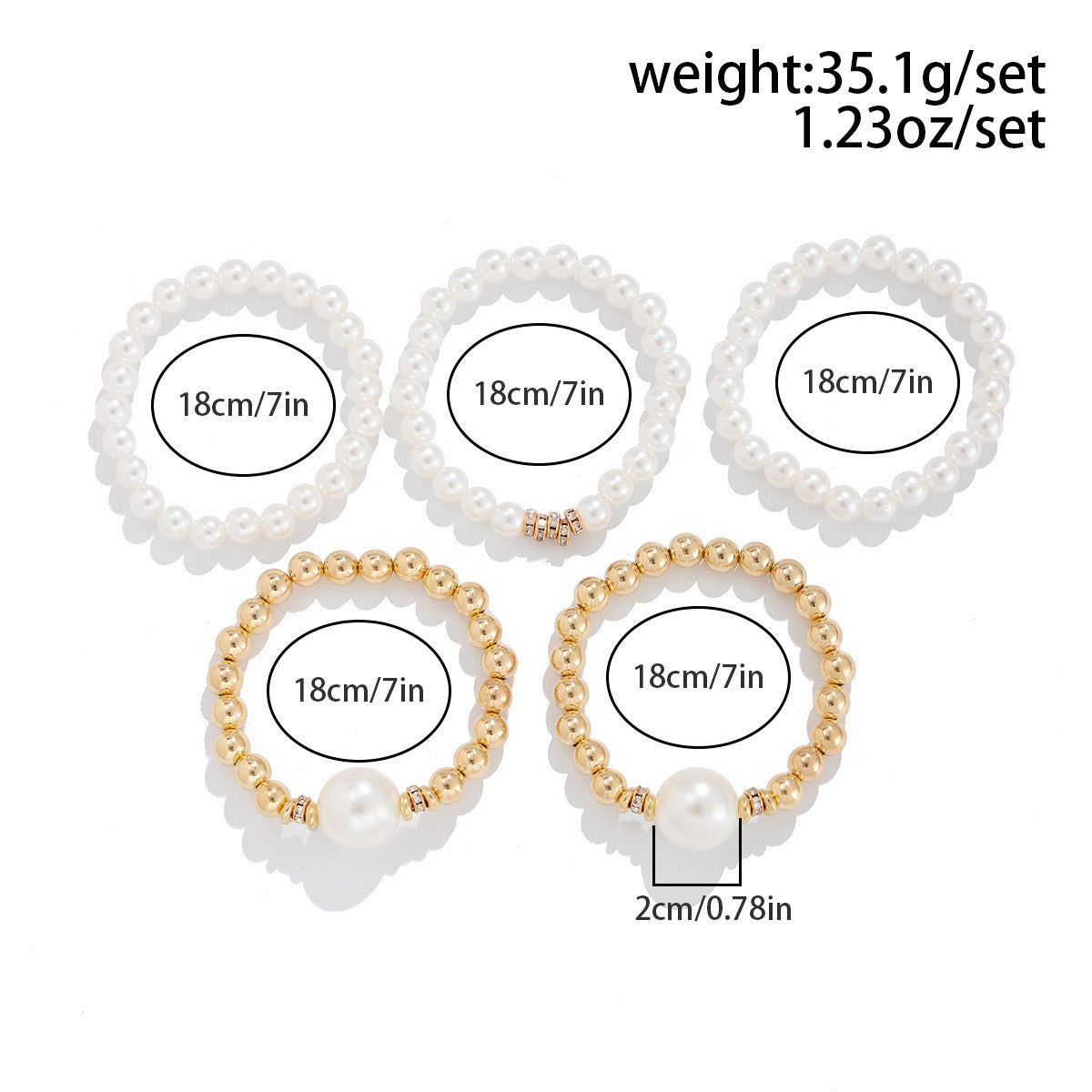 Armbånd Dame 18K Gullbelagt - Perle Stabling Design