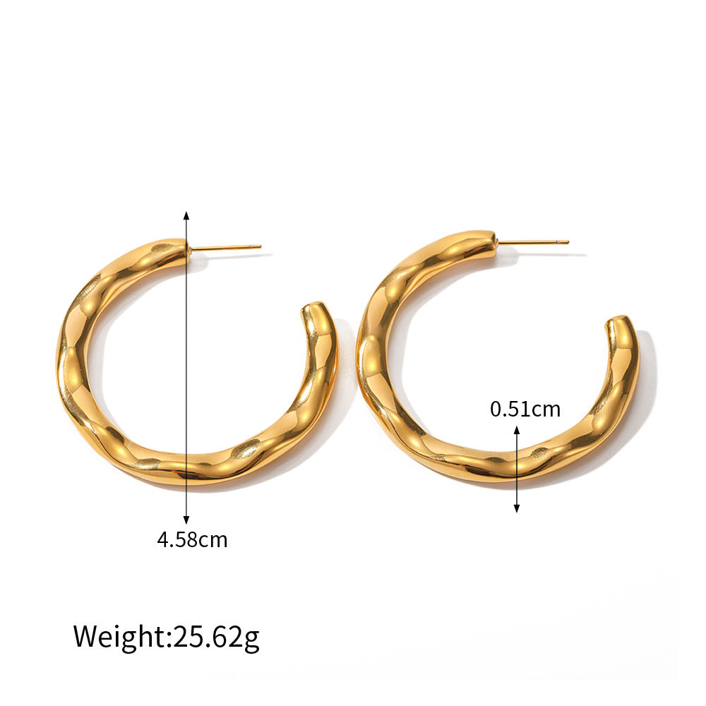 Øredobber Dame 18K gullbelagt - Trendy Hammer Design