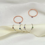 Sølvring Dame S925 Fødselsstein - Minimalistisk Design Håndlaget