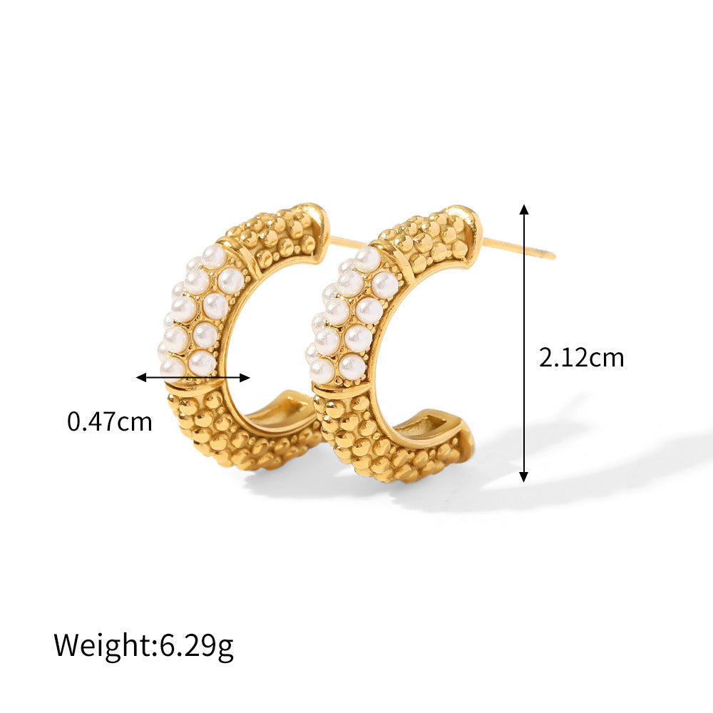 Øredobber Dame 18K gullbelagt - Perle C-form Design