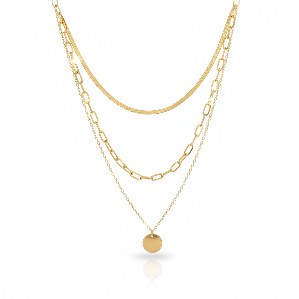 Elegant Flerlags Halskjede i Gull