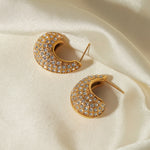 Øredobber Dame 18K gullbelagt- Tåreform Halv Diamant Design Lett Luksus